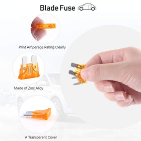Rustark close-up of standard blade fuse showing clear amperage marking for fast replacement