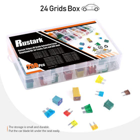 Rustark tall box-shaped fuses with visible printed ratings for dependable selection