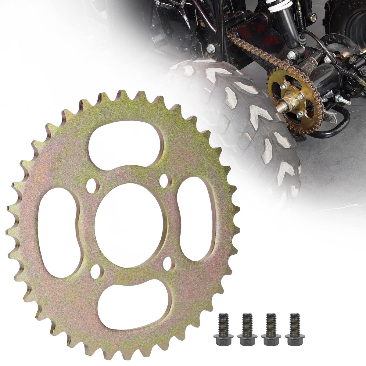 RUTU front view of sprocket showing teeth and fit, highlighting durability