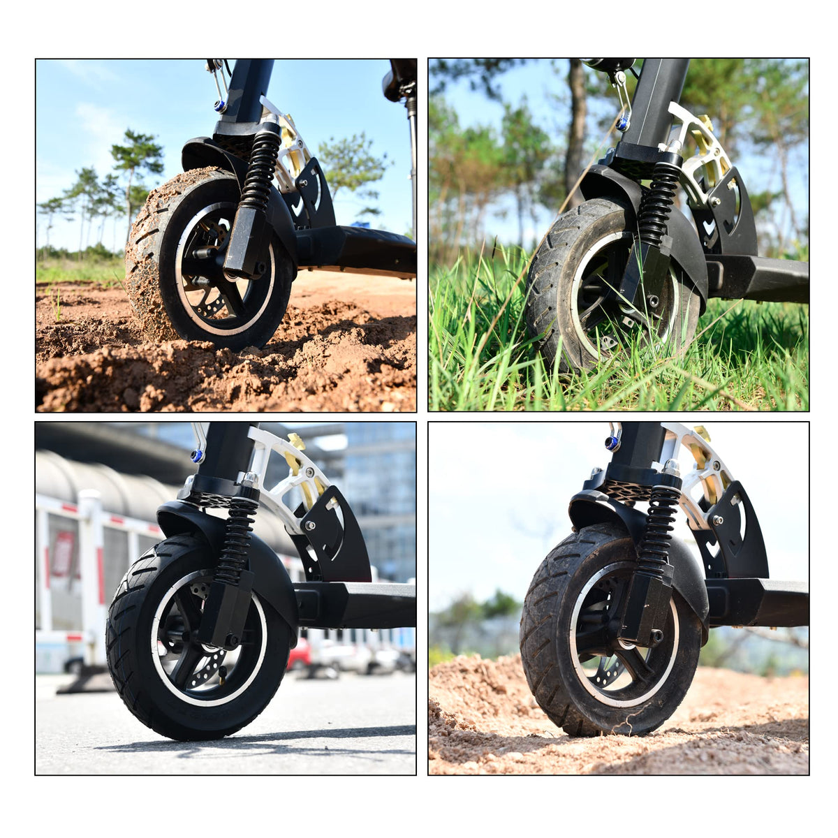RUTU tire mounted on a scooter wheel illustrating fitment and improved road contact