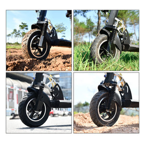 RUTU tire mounted on a scooter wheel illustrating fitment and improved road contact