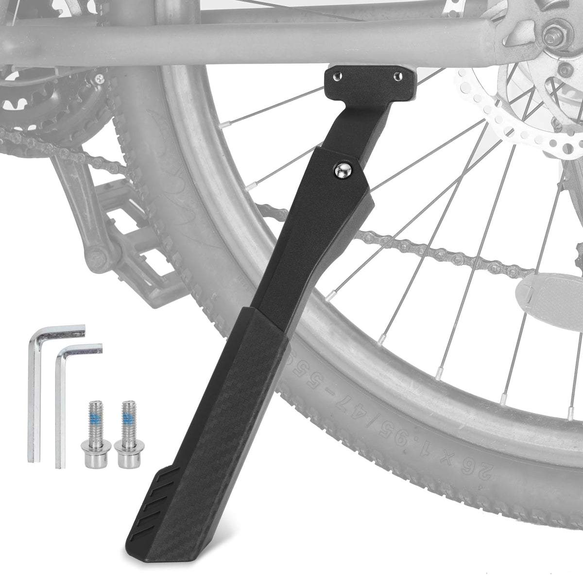 RUTU kickstand front view showing mounting position and stability