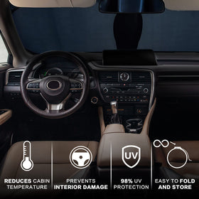 Rutuioy installed inside car windshield keeping dashboard cooler and protecting interior