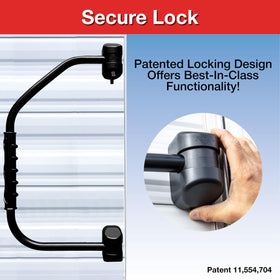 RV Designer handrail folded flat to the left showing compact, low-profile storage