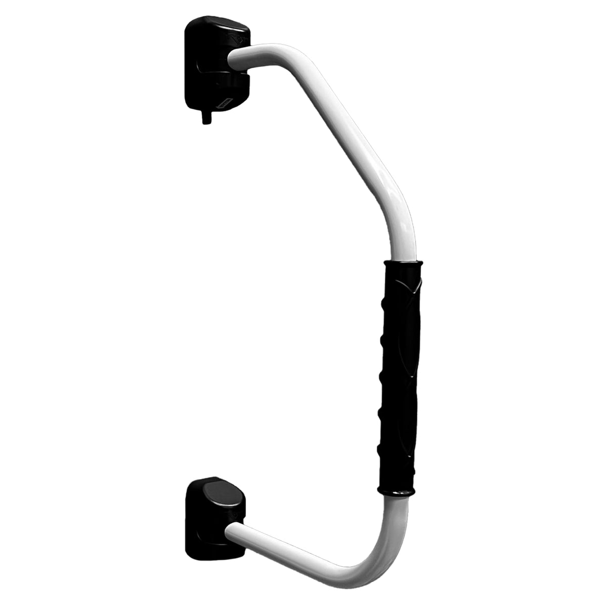 RV Designer front-mount view showing white locking handle and secure installation benefit