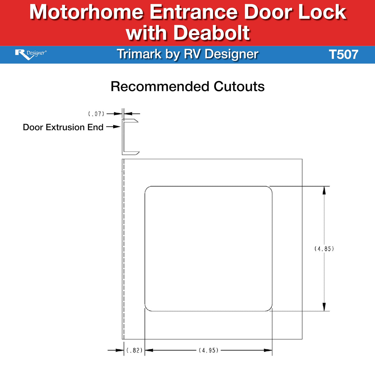RV Designer side profile on door edge, shows fit for 1.38–1.58" thickness