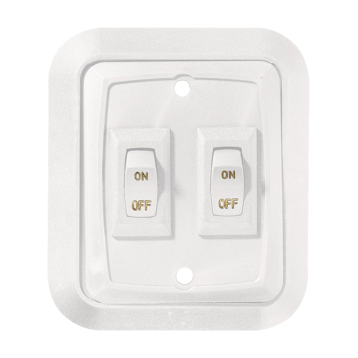 RV Designer white double 3 front assembly showing bezel and rockers, durable and neat