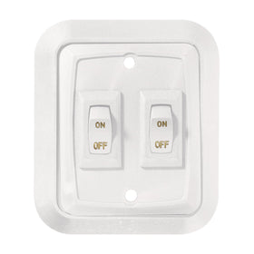 RV Designer white double 3 front assembly showing bezel and rockers, durable and neat