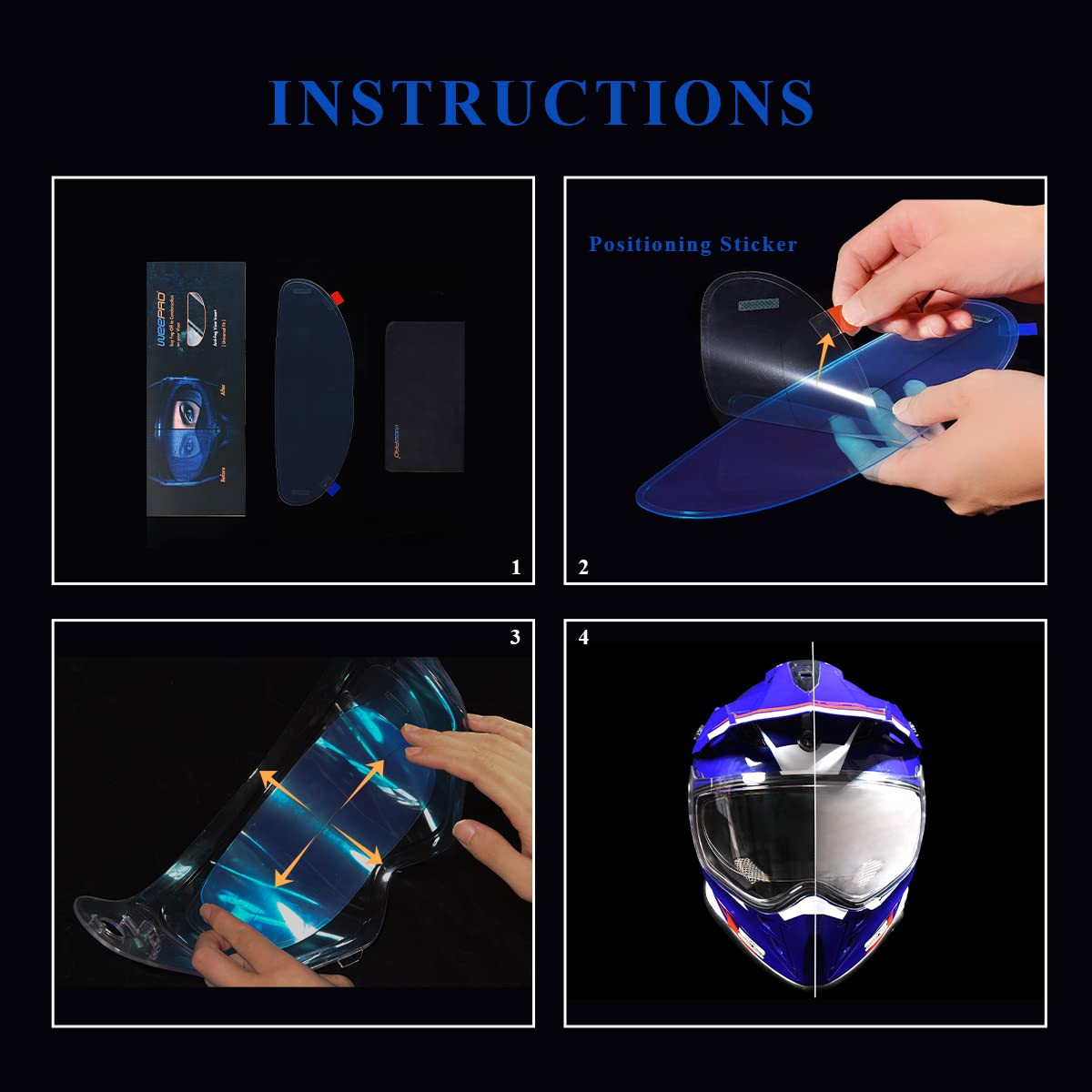 RVBASICS film applied inside helmet visor improving rider safety