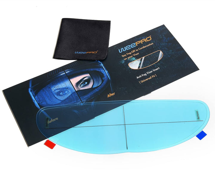 RVBASICS front packaging showing visor film and kit for clear vision