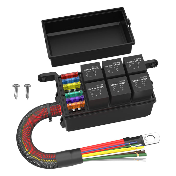 RVBOATPAT front view of relay fuse box showing neat layout and protective case