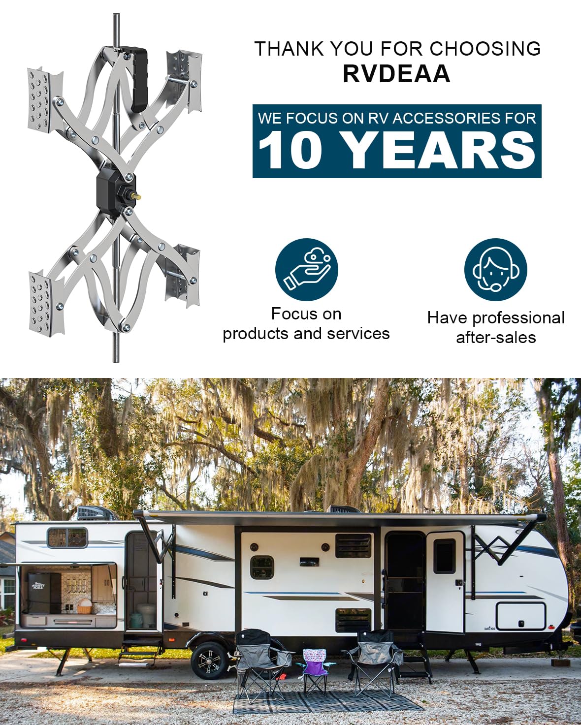 Rvdeaa lifestyle shot at campsite illustrating improved onboard stability