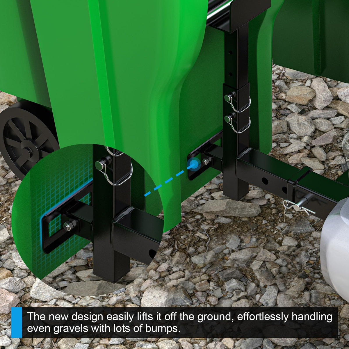 Rvdeaa side profile with two cans loaded demonstrating stable hauling benefit