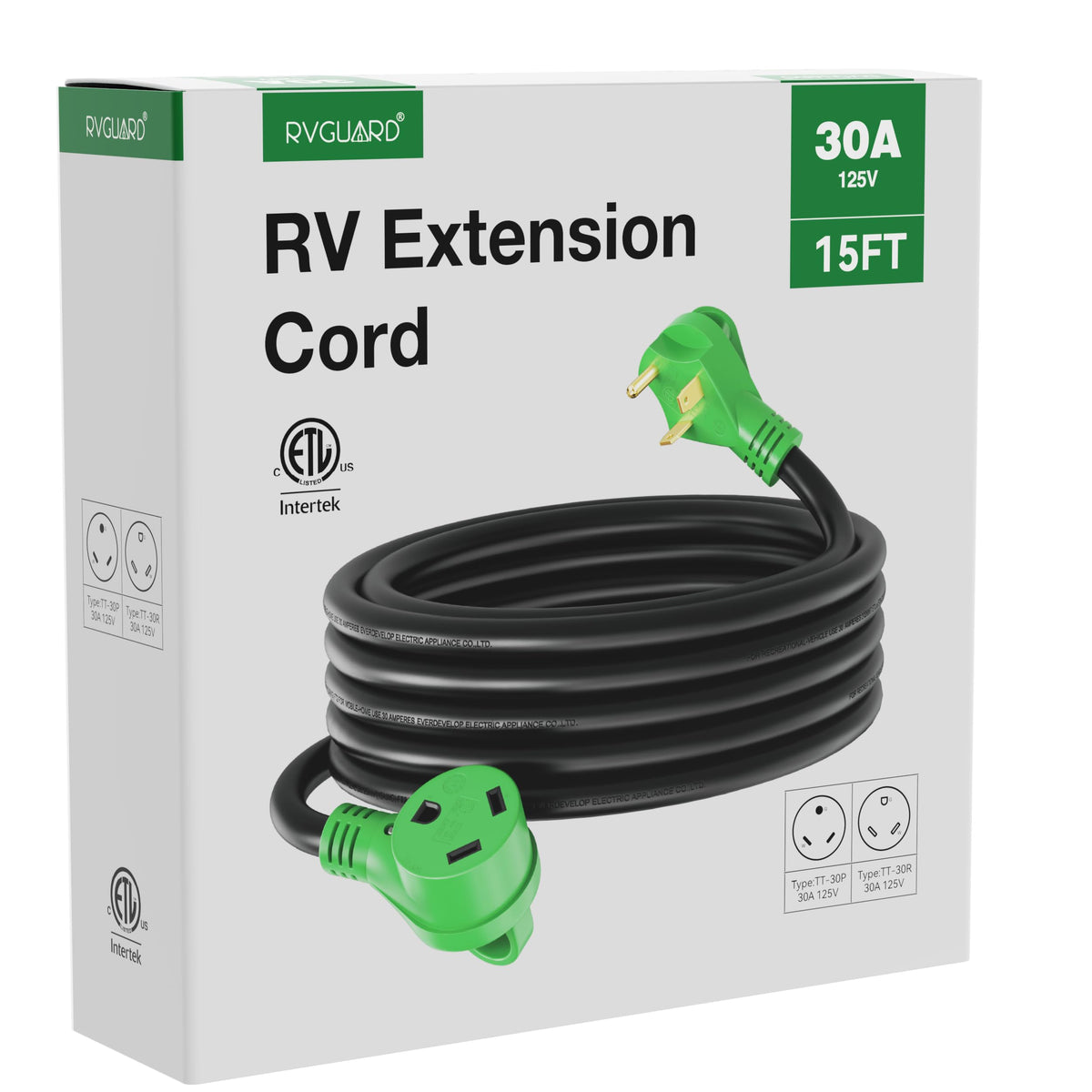 RVGUARD connected to RV pedestal illustrating reliable campground power