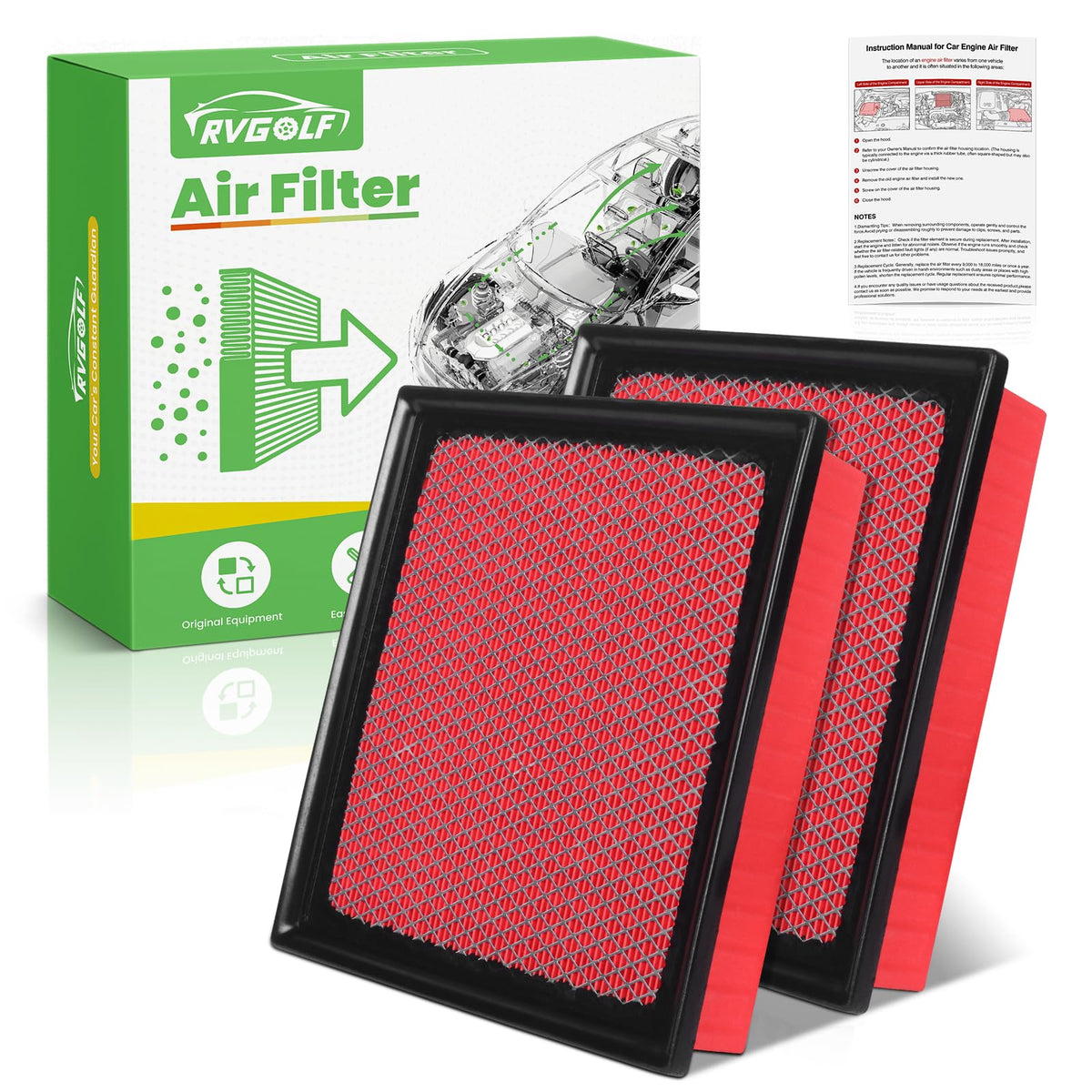 RVgolf CA10755 front view showing packaging and part count, easy replacement