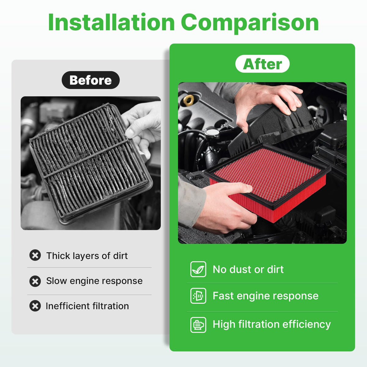 RVgolf cabin filter being inserted behind glovebox for quick HVAC maintenance