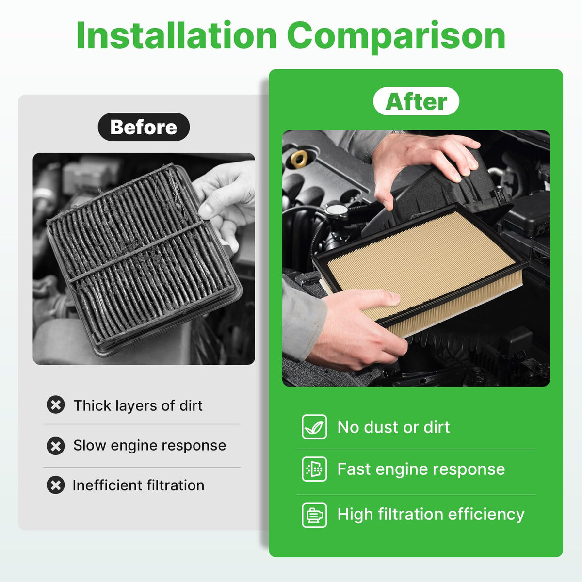 RVgolf cabin filter near dashboard vent showing airflow path benefits cleaner cabin air