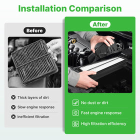 RVgolf cabin filter placed behind dashboard vent illustrating refreshed ventilation