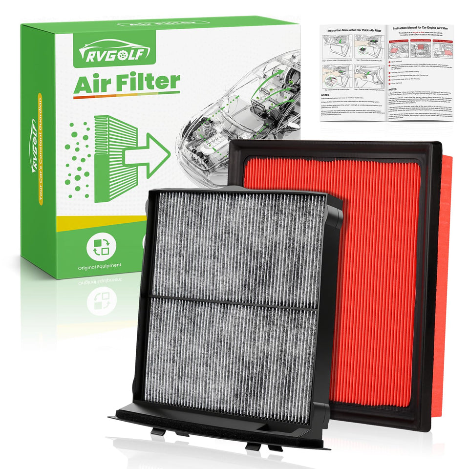 RVgolf engine filter front view showing fit and improved protection