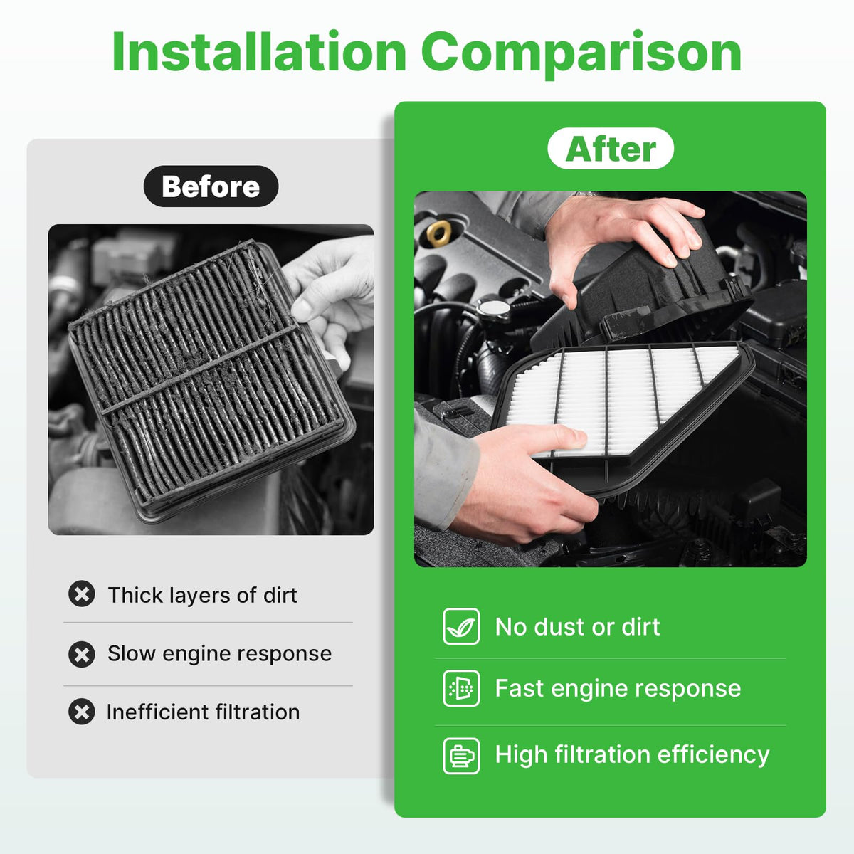 RVgolf filters beside ruler showing correct OEM-fit dimensions