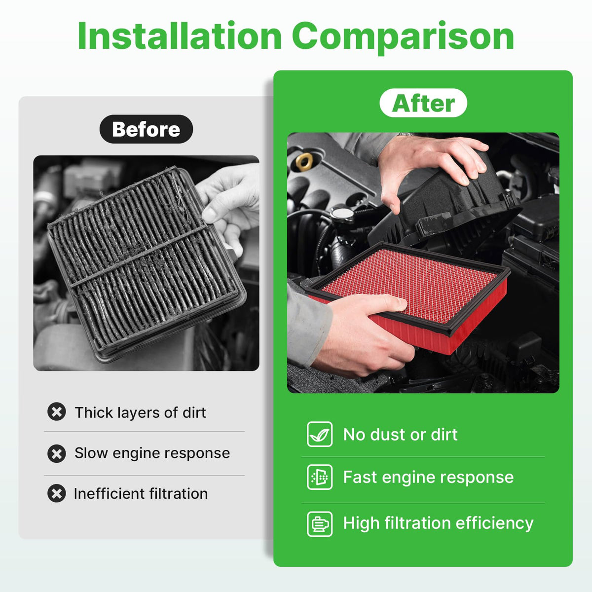 RVgolf rigid frame and seal detail reducing air leaks for engine protection benefit