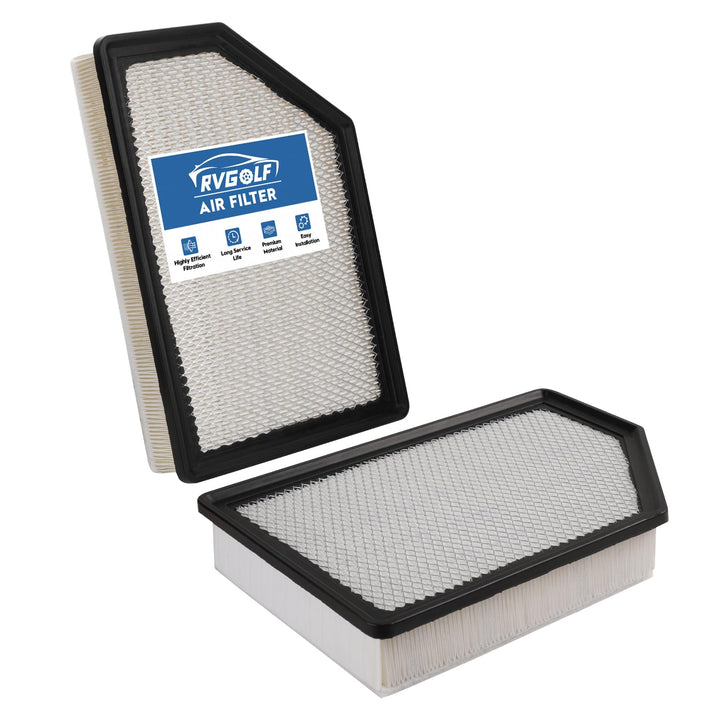 RVgolf front view of air filter packaging showing fitment and benefit of correct replacement