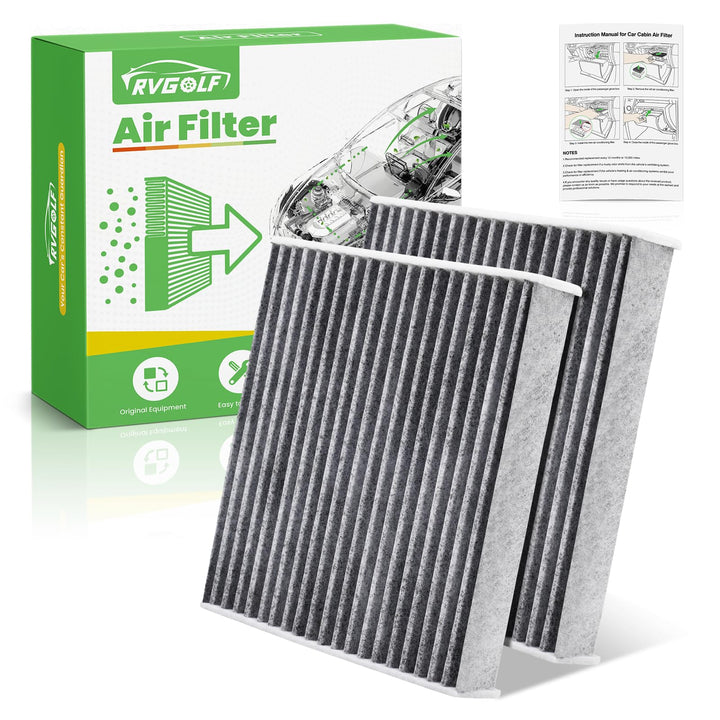 RVgolf front packaging showing cabin filter benefits and model fitment
