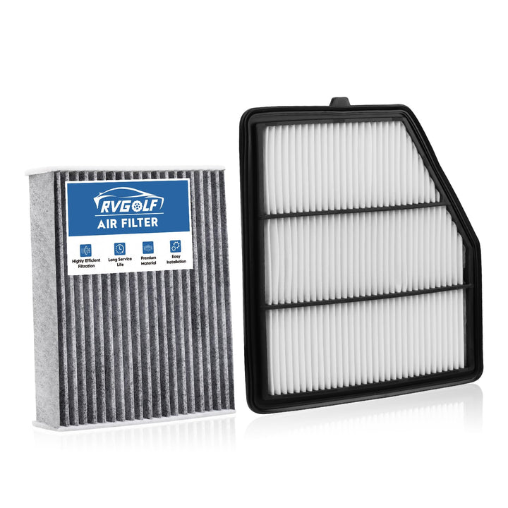 RVgolf front packaging showing engine and cabin filter pair and clear fitment benefit