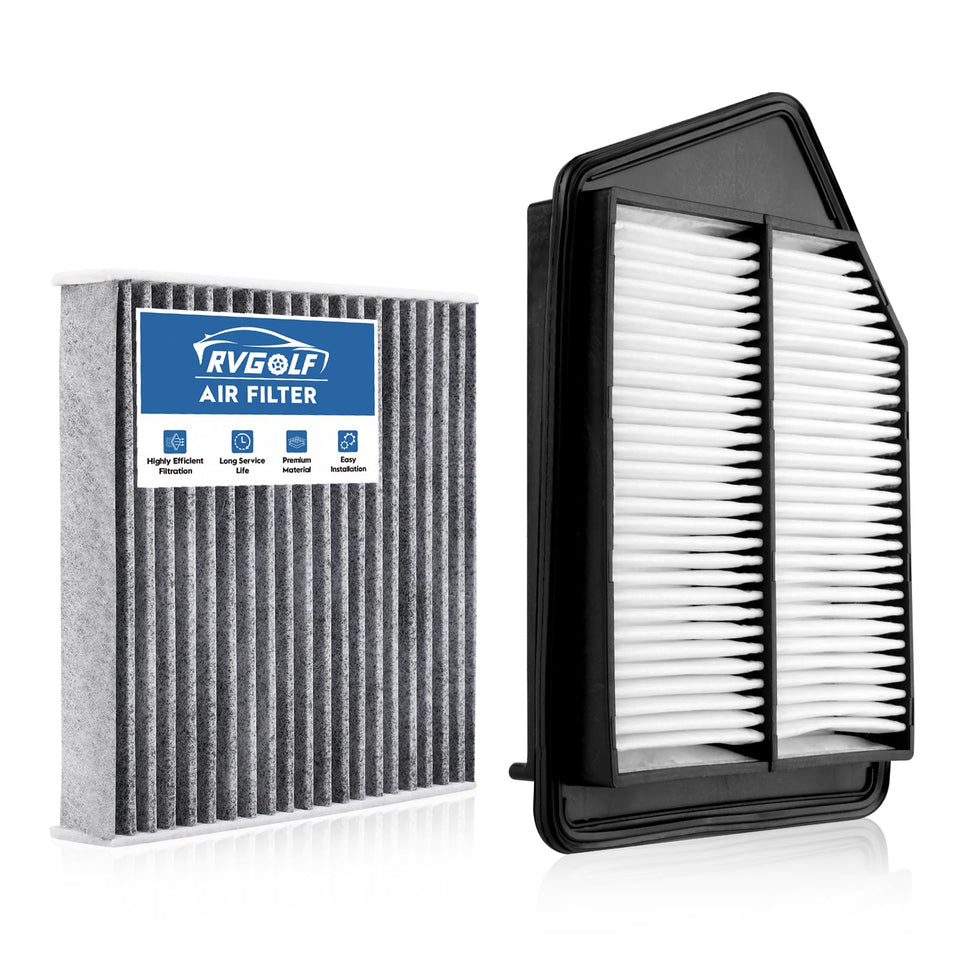 RVgolf front packaging of engine and cabin filter set benefits clear fitment