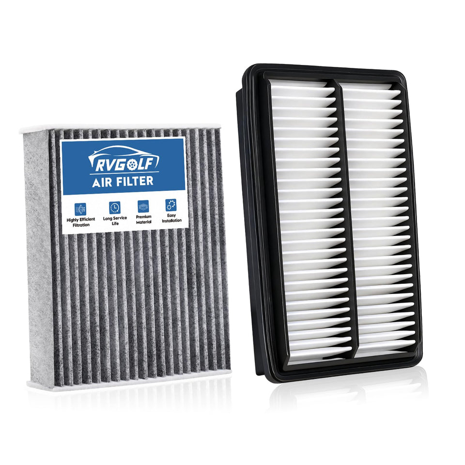 RVgolf front packaging showing both engine and cabin filters and fit benefit