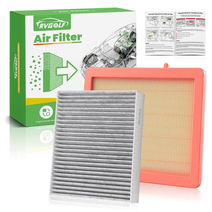 RVgolf front packaging showing both engine and cabin filters for easy selection