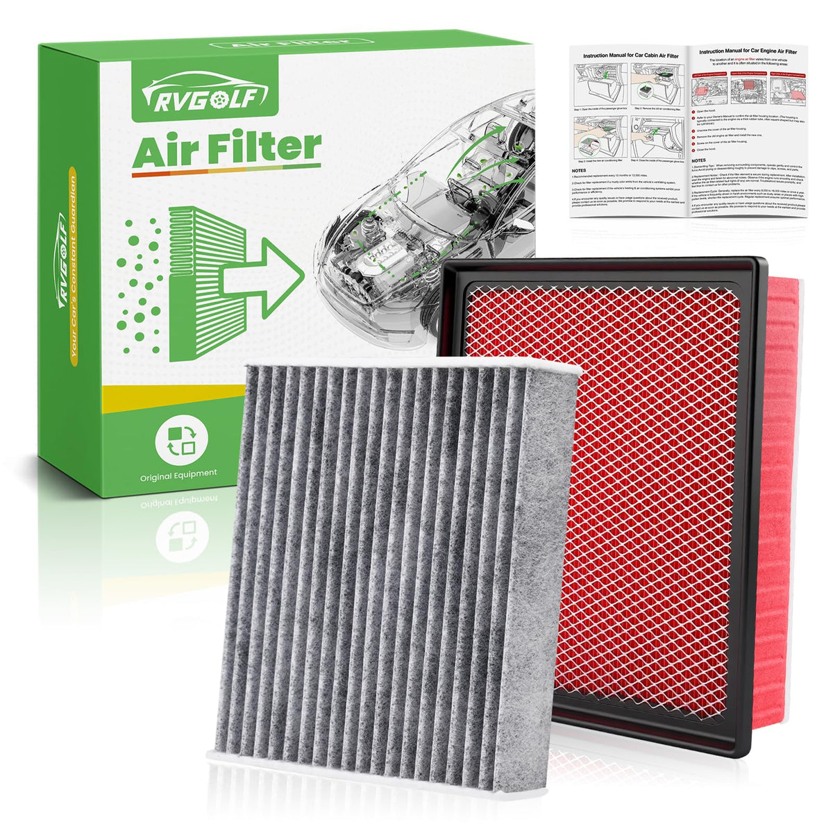 RVgolf front packaging showing complete Tacoma filter kit and fitment benefit