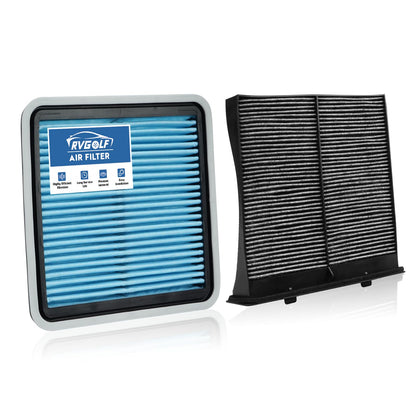 RVgolf front packaging showing both engine and cabin filters for quick purchase benefit