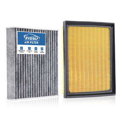 RVgolf front packaging showing both engine and cabin filters and clear labeling benefits