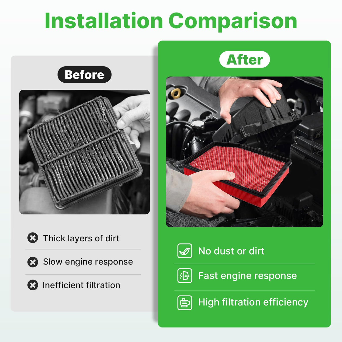 RVgolf installed cabin filter in access panel showing easy replacement