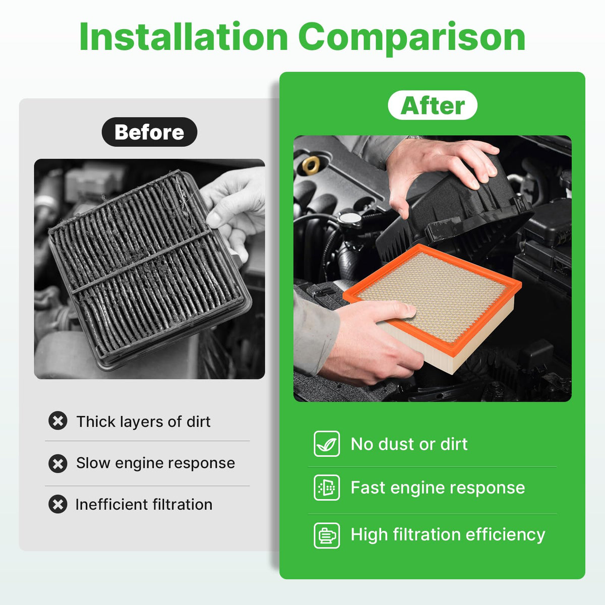 RVgolf filters next to ruler showing correct size and fit for listed Toyota and Lexus models