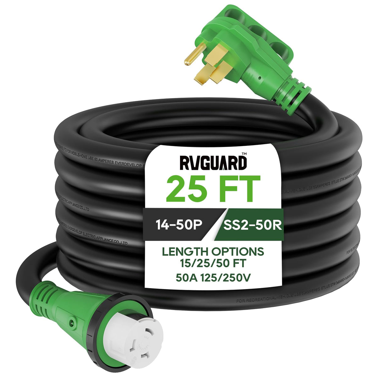 RVGUARD front connector view showing locking ends and secure hookup benefit
