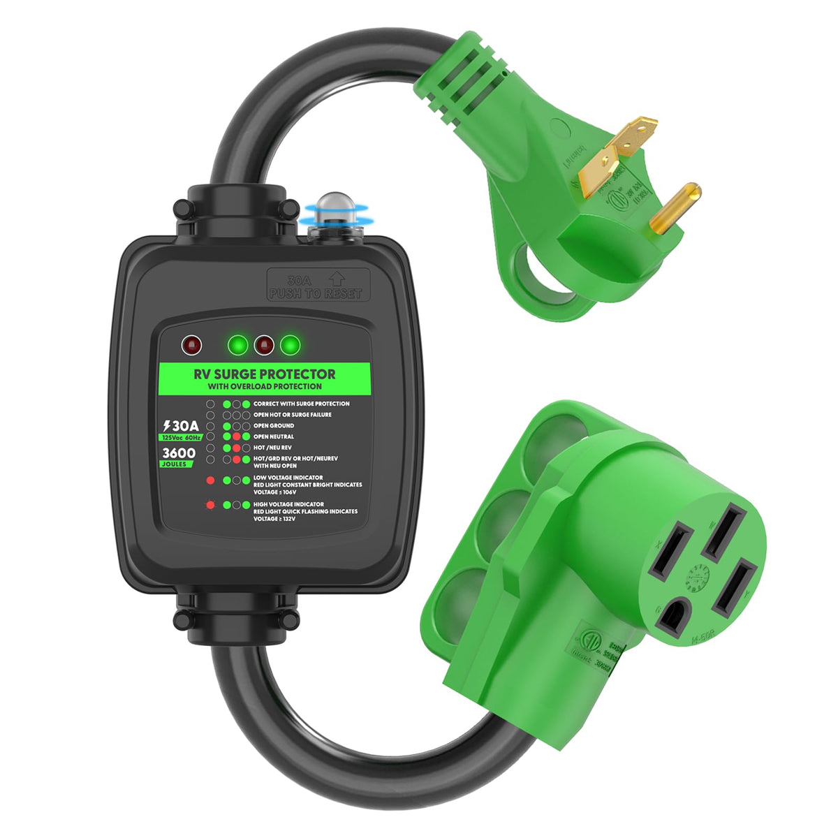 RVGUARD adapter front view showing durable housing and connection safety