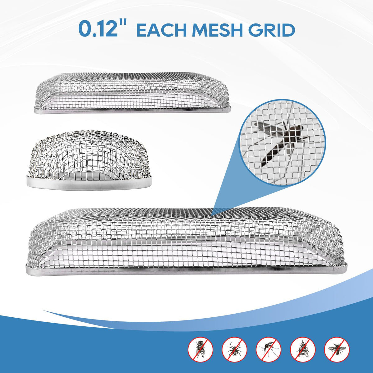 RVGUARD stainless-steel mesh close-up shows durable corrosion resistance