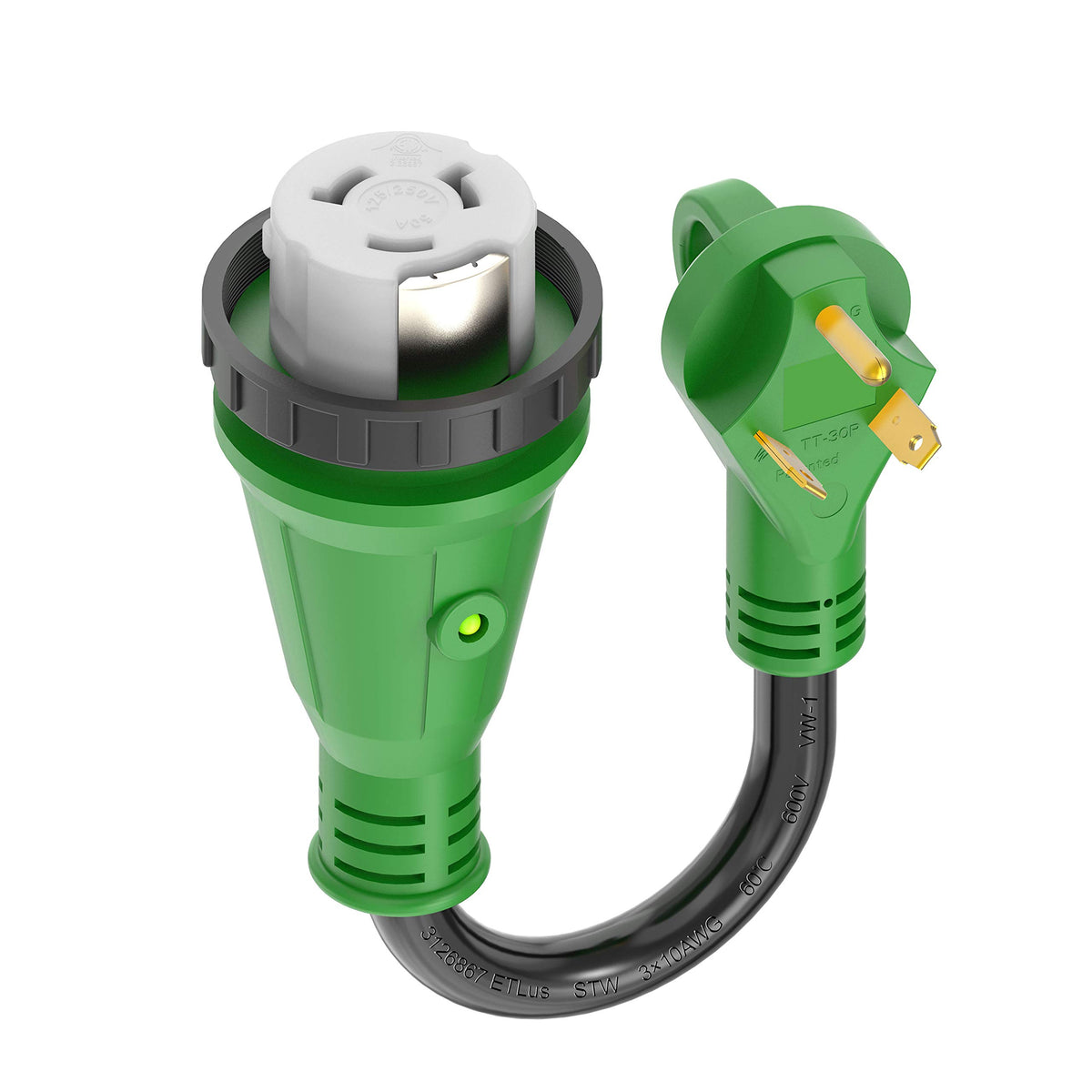 RVGUARD front connector showing adapter shape and secure fit advantage