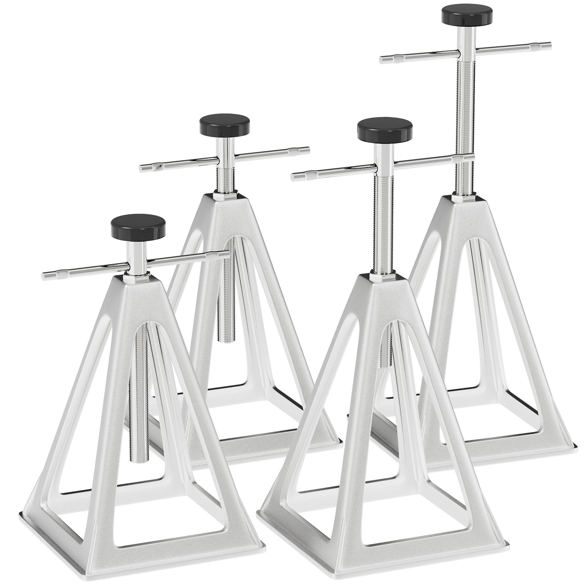 RVGUARD front view of four stack jacks showing sturdy pack for easier stabilization