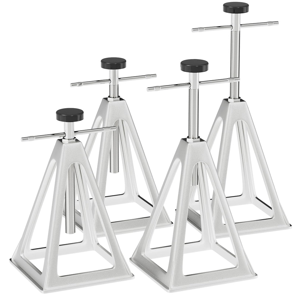 RVGUARD front view of four stack jacks showing sturdy pack for easier stabilization