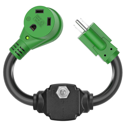 RVGUARD front view adapter showing plug and outlet for safe connection