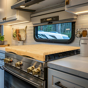 RVGUARD front view stove cover board showing full surface and edges, maximizes prep space