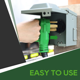 RVGUARD molded disconnect handle image showing easier unplugging and reduced strain