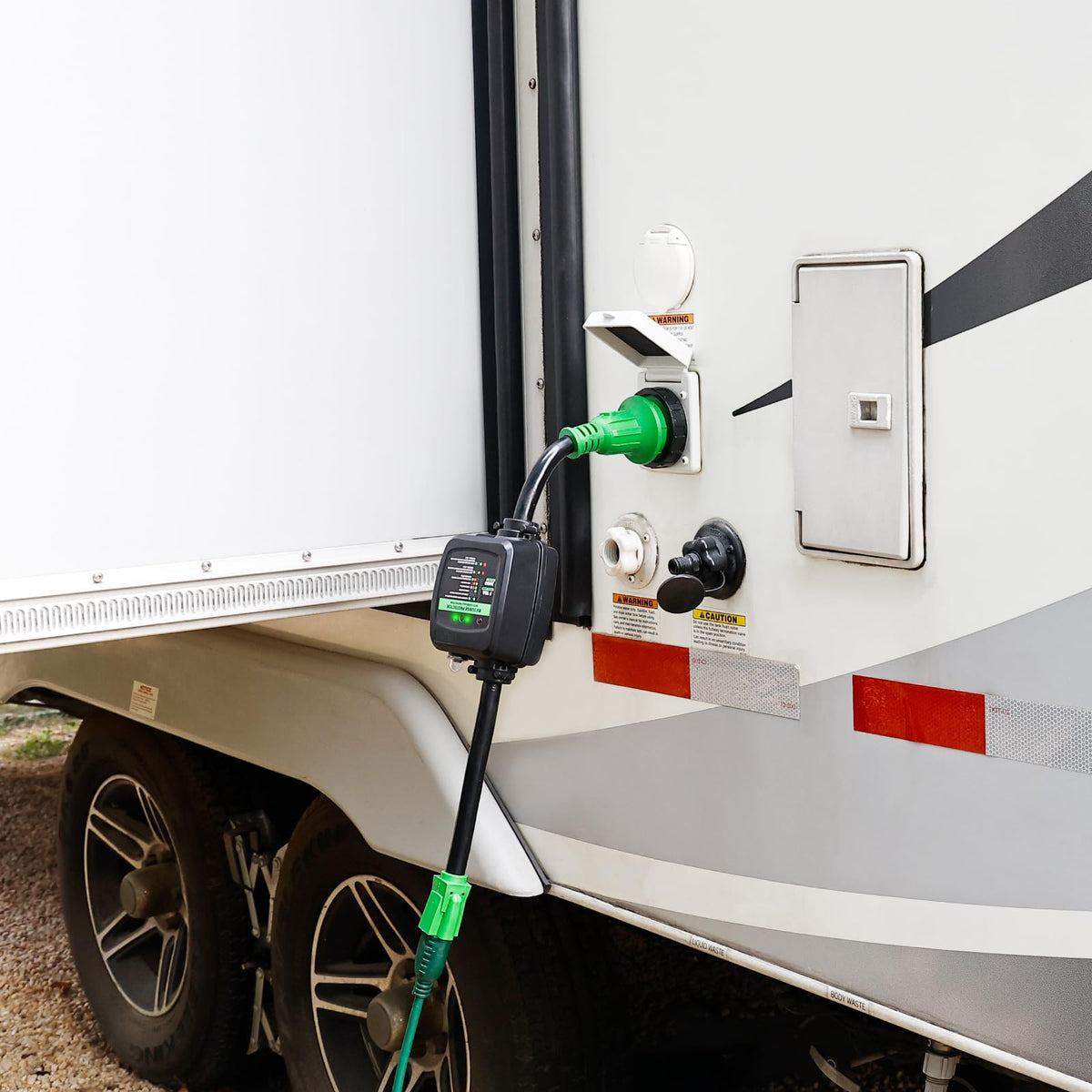 RVGUARD LED power indicator lit to confirm safe energized connection
