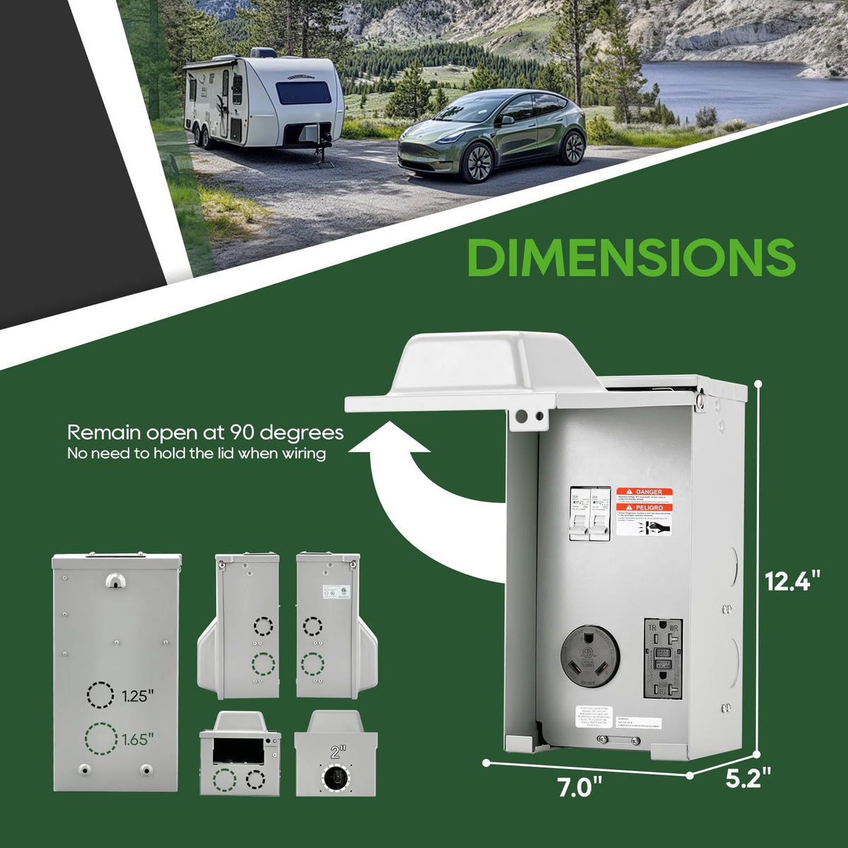 RVGUARD lockable lid closed protecting outlets and limiting tampering
