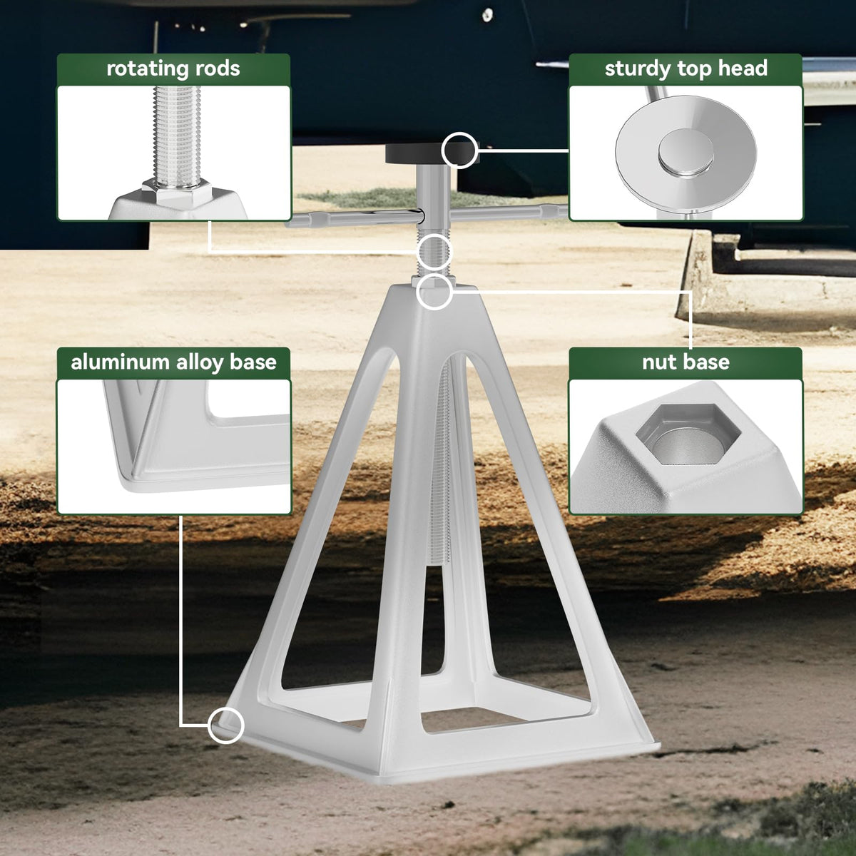 RVGUARD nested stack jacks compactly stored for effortless transport and storage