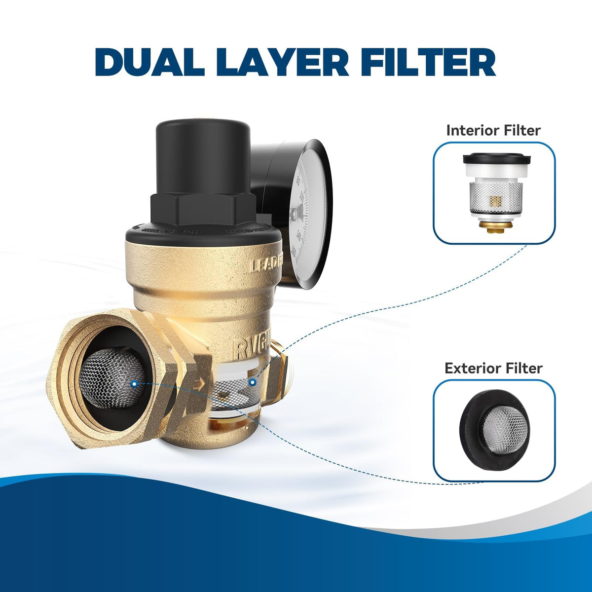 RVGUARD side profile of lead-free brass body for durable corrosion resistance
