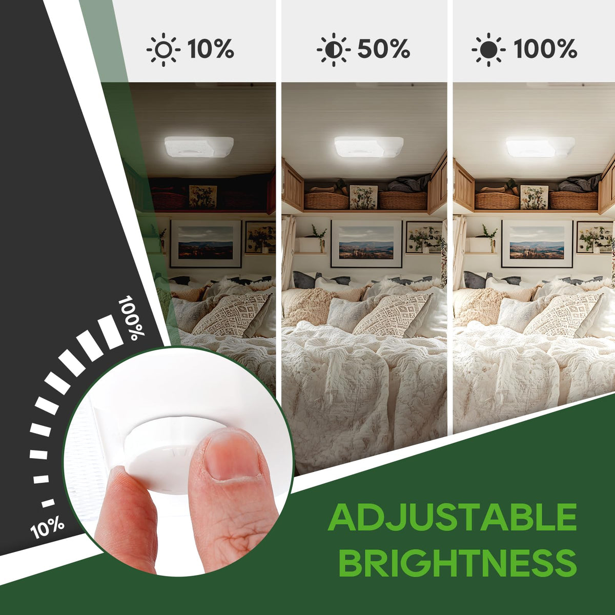 RVGUARD side profile mounted on RV ceiling illustrating low-profile space savings